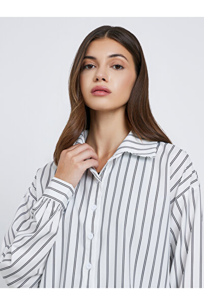 Take Two By Styli Striped Long Sleeve Oversized Shirt