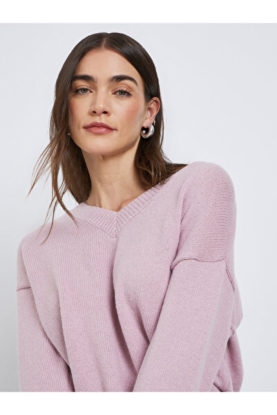 Styli Women Pink V-Neck Regular Fit Sweater
