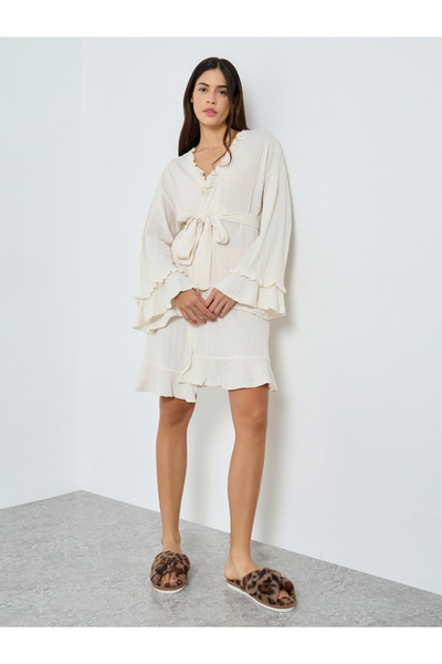 Styli رداء جاكار بتفاصيل كشكشة مزدوجة