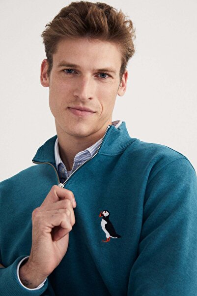 WWF Market Puffin SuperSoft Quarter-Zip Sweatshirt - Turkuaz