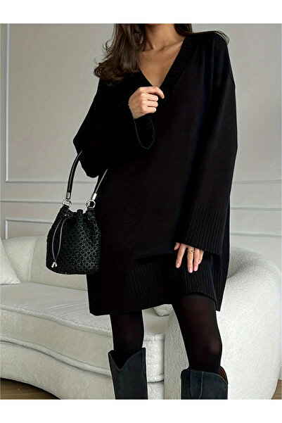 Take Two By Styli Plus Size Longline V Neck Sweater