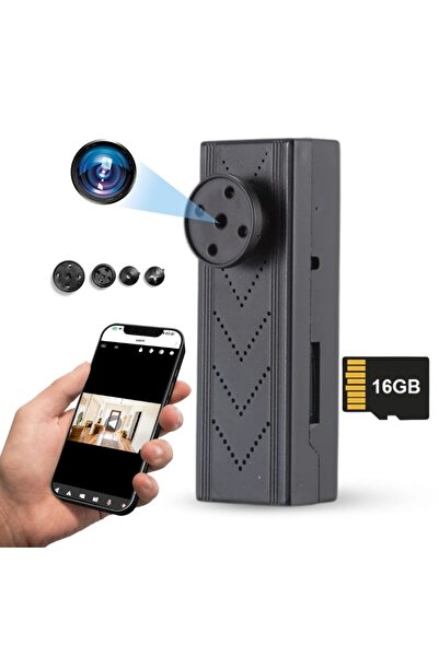 iUni Cameră mini cu buton IP131, Wi-Fi, vizualizare 4K, card MicroSD de 16 GB