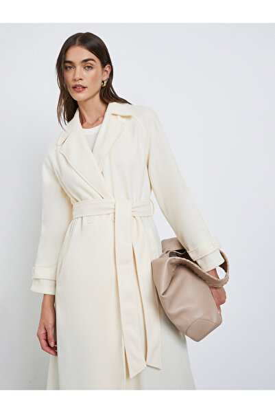 Styli Off White Maxi Belted Coat
