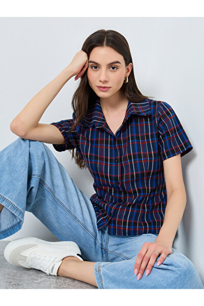 Take Two By Styli Checked Print Buttoned Spread Collar Shirt