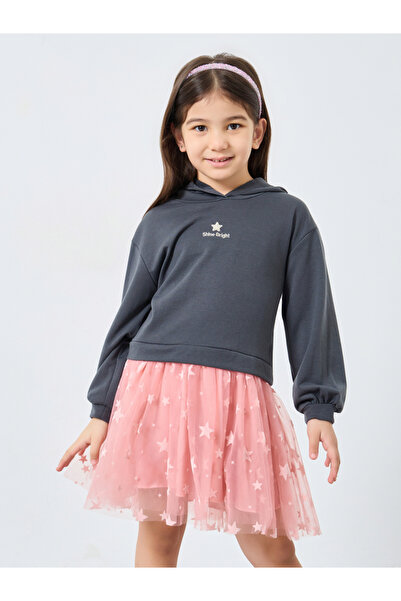 Styli Girls Cute Star Tulle Sweatshirt Dress