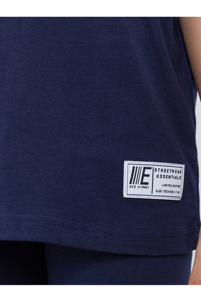 Styli Teens Navy Cotton Oversized T-Shirt and Legging Set