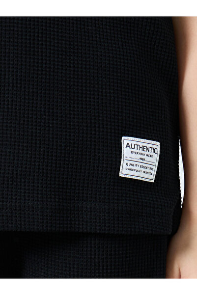 Styli Girls Black Waffle Knit Top and Relaxed Joggers Set