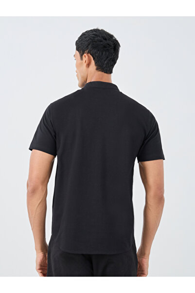 Styli Men Black Micro Cotton Pique Knit Shirt