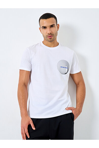 Styli White Chest Graphic Printed Crew Neck T-Shirt