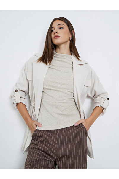 Styli Cream Longline Utility Jacket