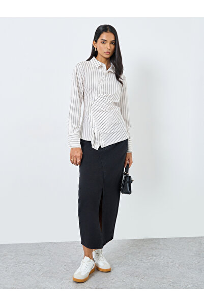 Take Two By Styli Striped Buttoned Wrap Top