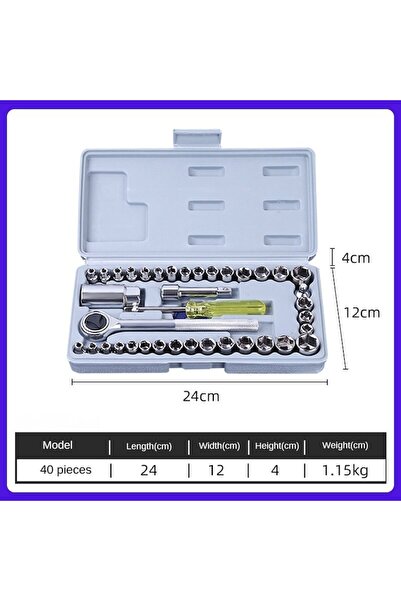 OEM Set de chei tubulare compacte cu clichet 4/16 mm, 40 bucati, Argintiu