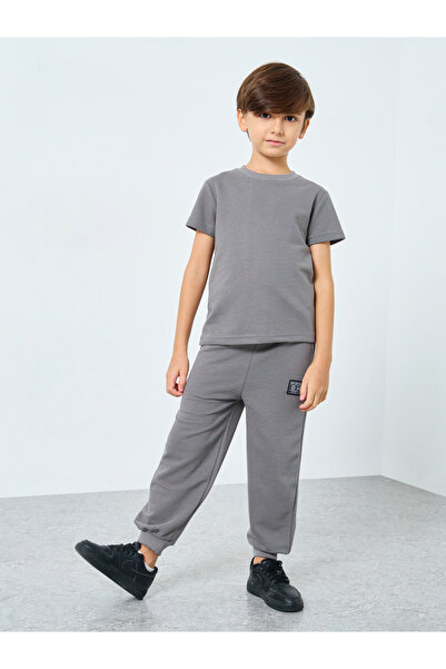 Styli Boys Grey Textured T-Shirt and Joggers Set