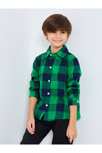 Styli Boys Green Checkered Shirt