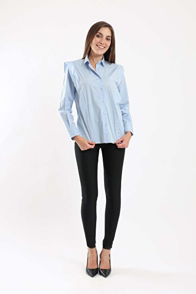 CARINA Solid Button-Front Long-Sleeve Shirt