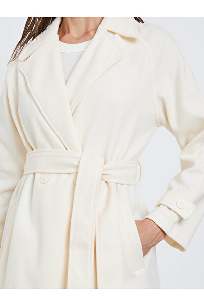 Styli Off White Maxi Belted Coat