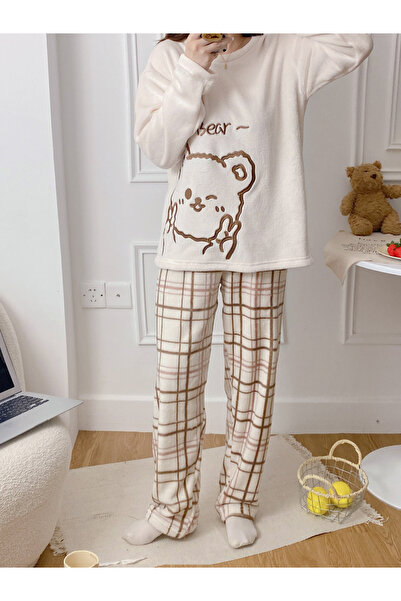 Take Two By Styli Women Flano Graphic Print Top and Checked Pyjama Set