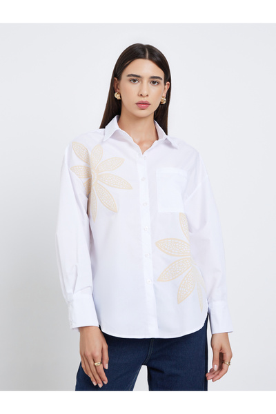 Take Two By Styli Women White Floral Print Shirt