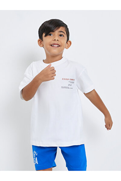 Styli Boys Cotton Slogan T-Shirt and Shorts Set