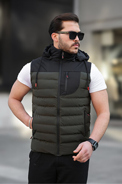 KOCCI Ανδρικό πουπουλένιο γιλέκο με αποσπώμενη κουκούλα αδιάβροχο και αντιανεμικό