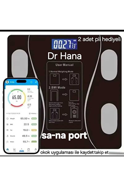 sa-na port Dijital tartı Baskül Yağ Su Kas Vücut Kitle Endeksi Kilo Ölçer Tartı