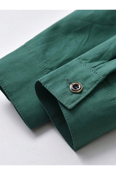 Take Two By Styli Boys Green Solid Button Front Shirt