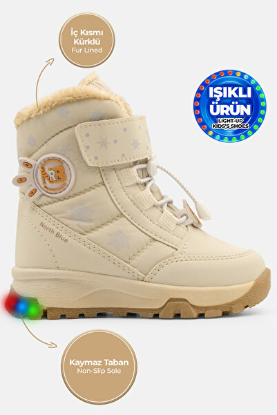 Ayakkabı City Kız Bebek Işıklı Çocuk Bot Dayanıklı İçi Kürklü Kaymaz Taban Çocuk Bot