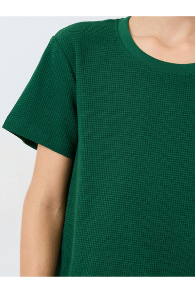 Styli Teens Green Waffle Knit T-Shirt and Shorts Set