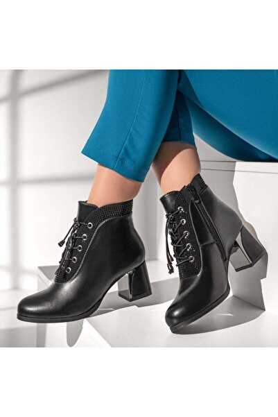 Modlet.ro Women's black thick-heel ankle boots MOD12905