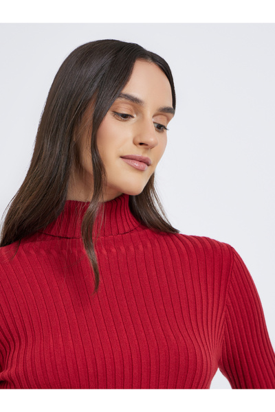 Styli Turtle Neck Ribbed Long Sleeve Top