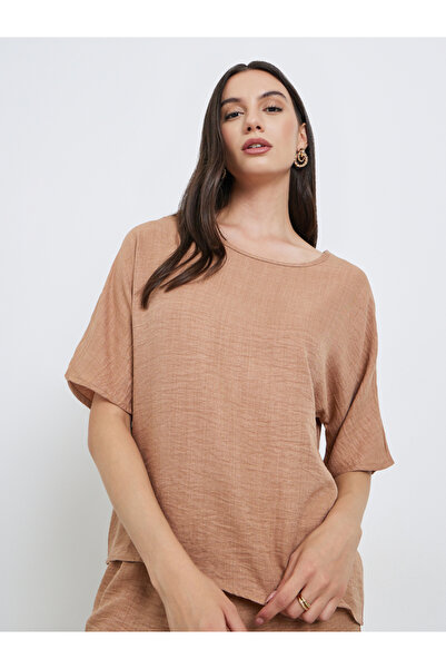 Take Two By Styli Brown Short Sleeve Top and 3/4 Length Pants Co-Ords