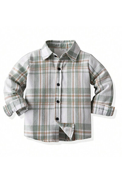 Take Two By Styli Boys Grey Checked Button Front Shirt