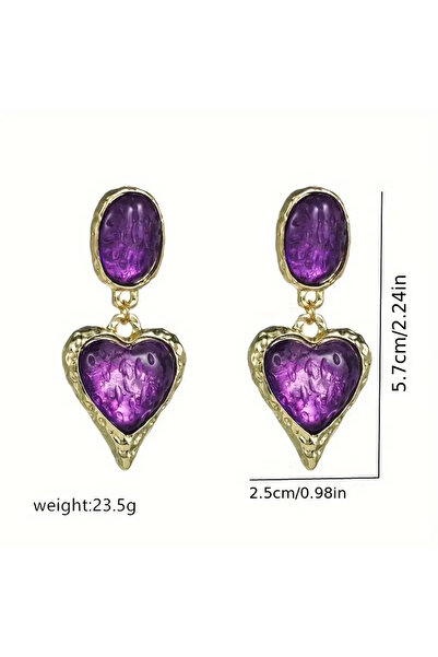 byozanyılmaz Green and Purple Stone Long Earrings