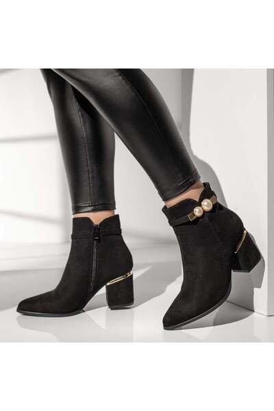 Modlet.ro Women's black thick-heel ankle boots MOD12909