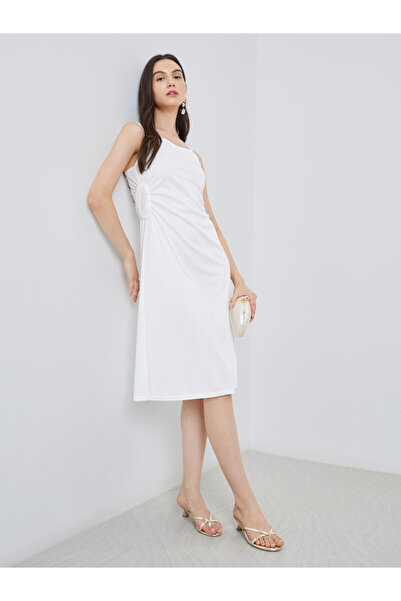 Take Two By Styli Solid Side-Waist Gathered Strappy Midi Dress