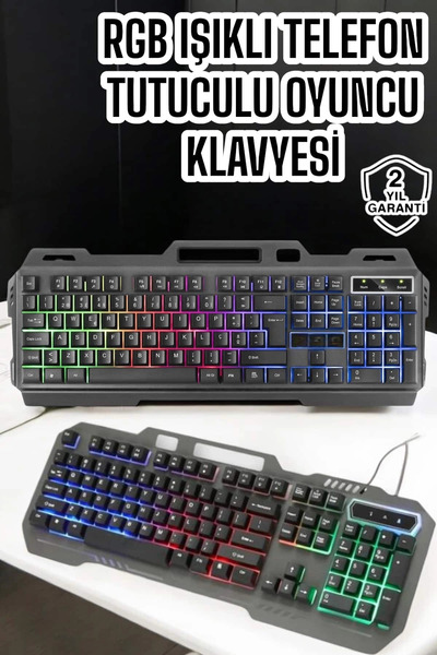 AyrStore Buğz Q Klavye Rgb Işıklı Klavye Ve Mouse Seti Kablolu Mouse Hediyeliş