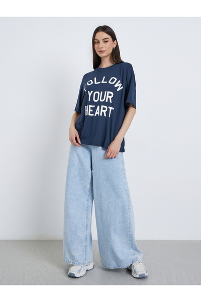 Take Two By Styli Slogan Print Oversized T-Shirt