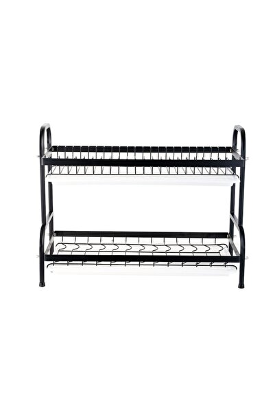 stuffix Stainless steel dish rack, 2-tier, black, 42.5x40.5x25.5 cm