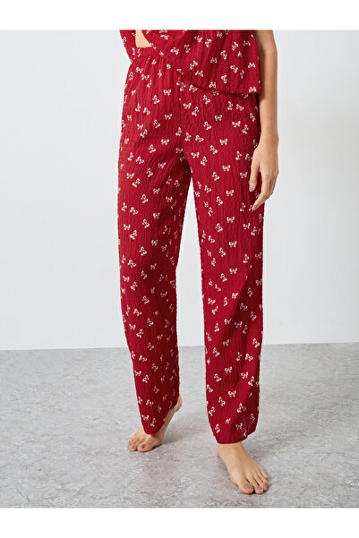 Styli Ribbon Print Tassel Tie Top and Cuffed Pyjama Set