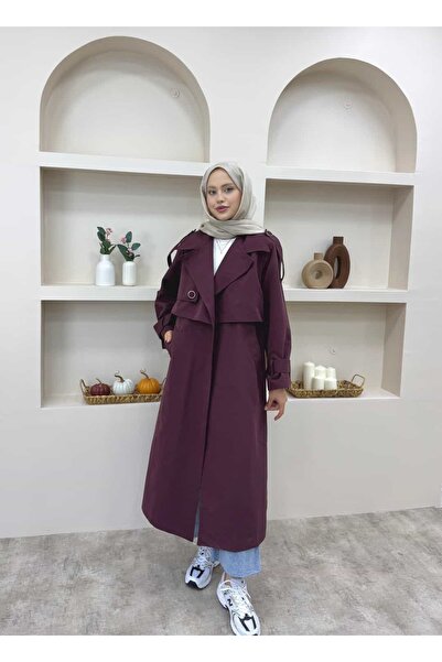 lurex moda Çift Rüzgarlık Trenç Kot