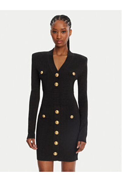 BALMAIN Γυναικείο Πλεκτό Φόρεμα DF1R8059KB07 Μαύρο