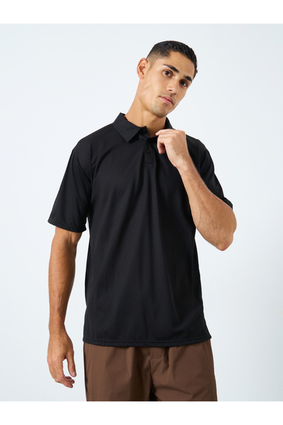 Styli Regular Tit Textured Polo with Button Placket