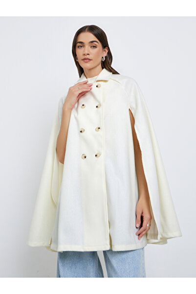 Styli Off-White Longline Double-Breasted Cape Coat