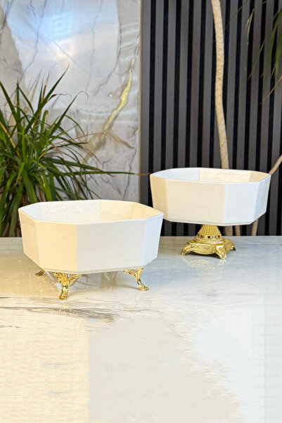 MAY HOME Tuğ Porselen Ayaklı Kare Kase & Salata Meze Sunumluğu Servisliği