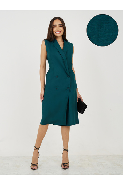 Styli فستان متوسط الطول بتصميم بليزر مع ياقة مدببة