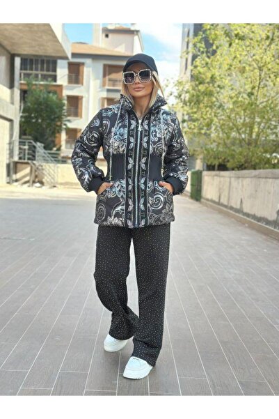 Kokoşum Butik 9038 Payetli Mont Siyah