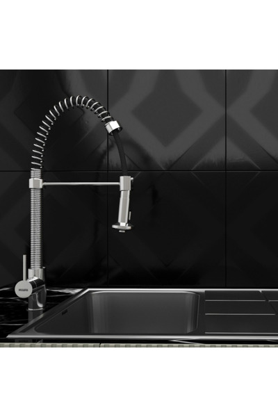 Danube Home Milano Spring Pullout Kitchen Sink Mixer | Stylish Brass Tap | 7 Year Warranty
