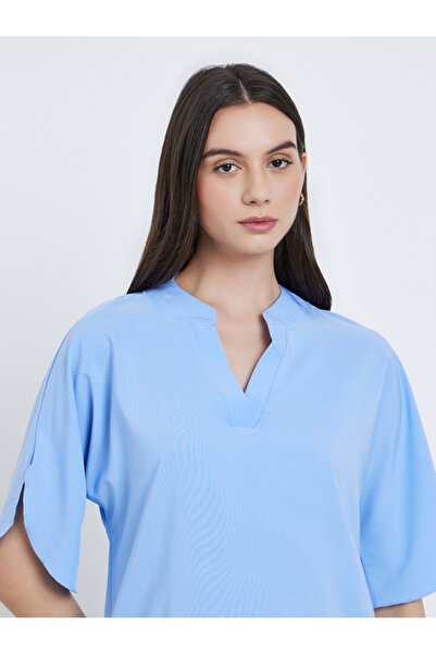 Take Two By Styli Women Blue Short Sleeve Blouse
