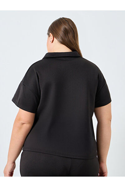 Styli Women Plus Size Black Polo T-Shirt