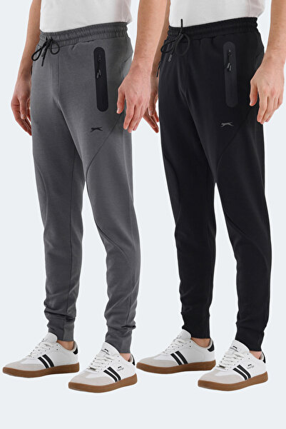 Slazenger VARUNA 2 Lİ SET Erkek Siyah - Koyu Gri Eşofman Altı